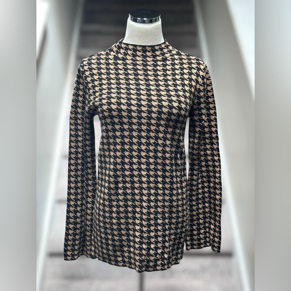 Ann Taylor Sweaters - NEW Ann Taylor Houndstooth Mock Neck Long Sleeve Sweater Women S Dark Academia